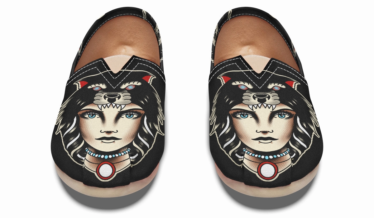 Wolf Cowl Girl Head Casual Shoes Peace Mood