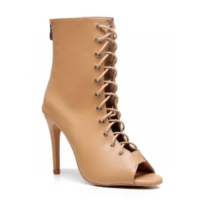 Comfortable compression Sofiya True Nudes - Shade 3 Open Toe Latin Dance Bootie (Street Sole)