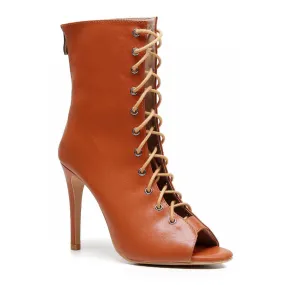 work mode Coffee Shop Sofiya True Nudes - Shade 5 Open Toe Latin Dance Bootie (Street Sole)