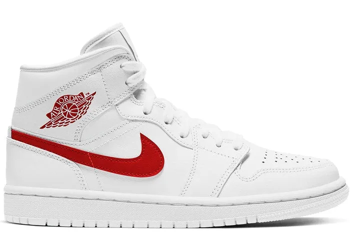 material Jordan 1 Mid White University Red