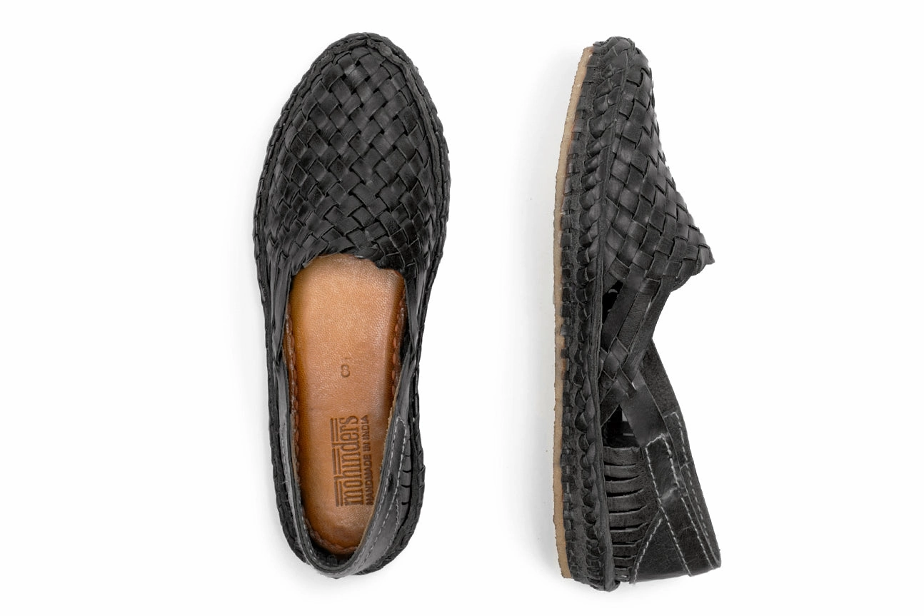 All-purpose sole Woven Flat in Charcoal
