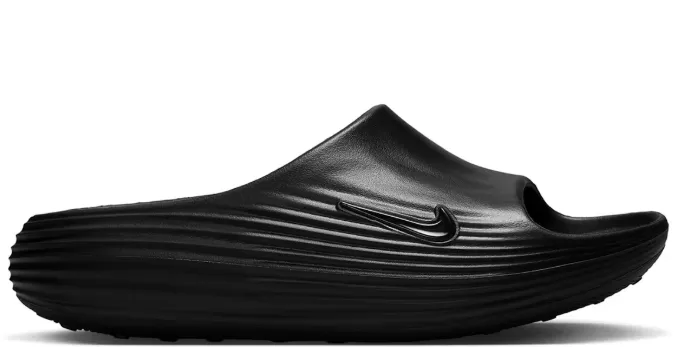 Snow Warm Nike ReactX Rejuven8 Slide Triple Black (Women's)