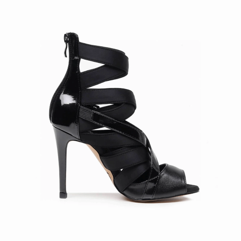 Stay Strapped - By Nicole Kirkland - Patent and Lycra Strappy Latin Dance Shoes (Street Sole) Elite Design Fresh Lining