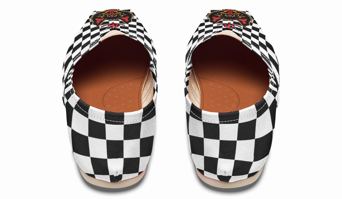 Vampire Bat Checkered Casual Shoes Shockproof Bold Tone