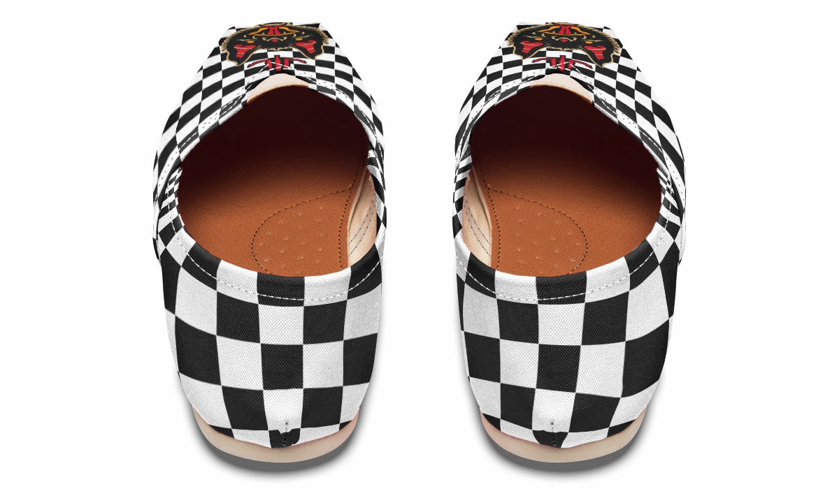 Vampire Bat Checkered Casual Shoes Shockproof Bold Tone