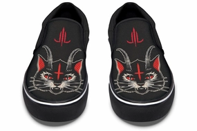 Demon Cat Slip On Shoes Wool Warm Anti Bacterial