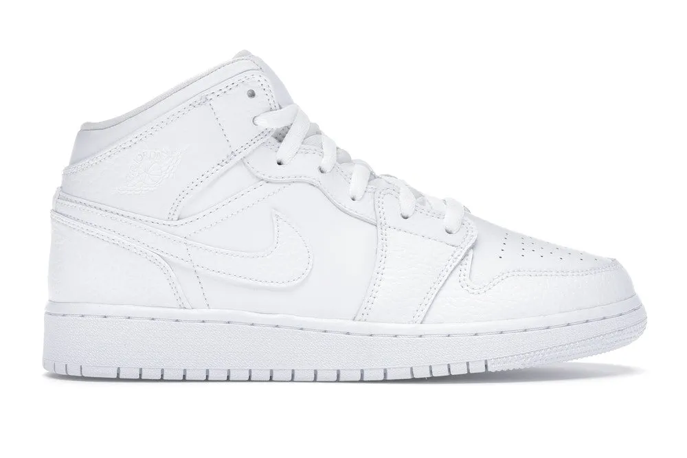Reinforced toe Jordan 1 Mid Triple White (GS)