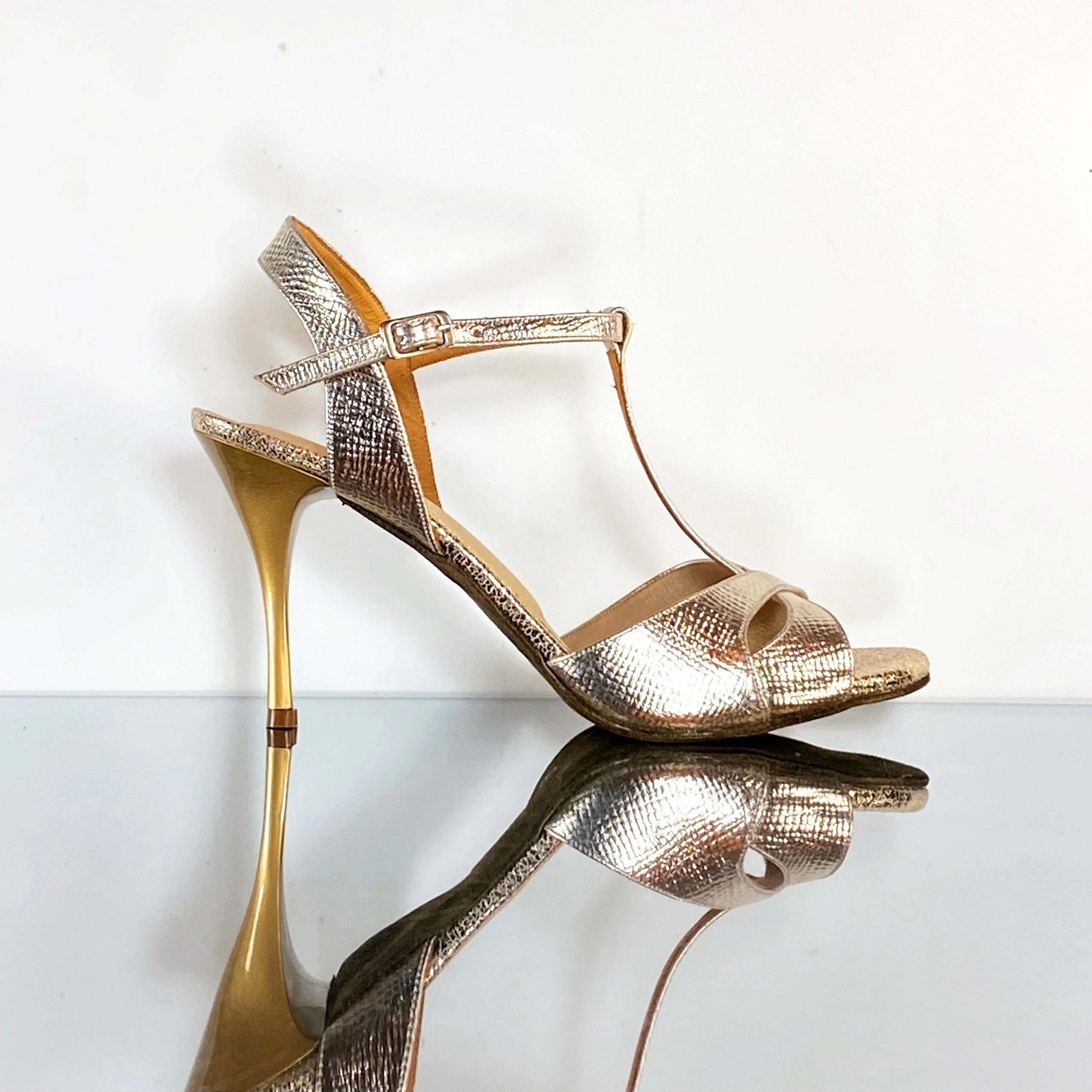 Champagne - Gold Metallic Tango Shoes Strappy Style After Hours