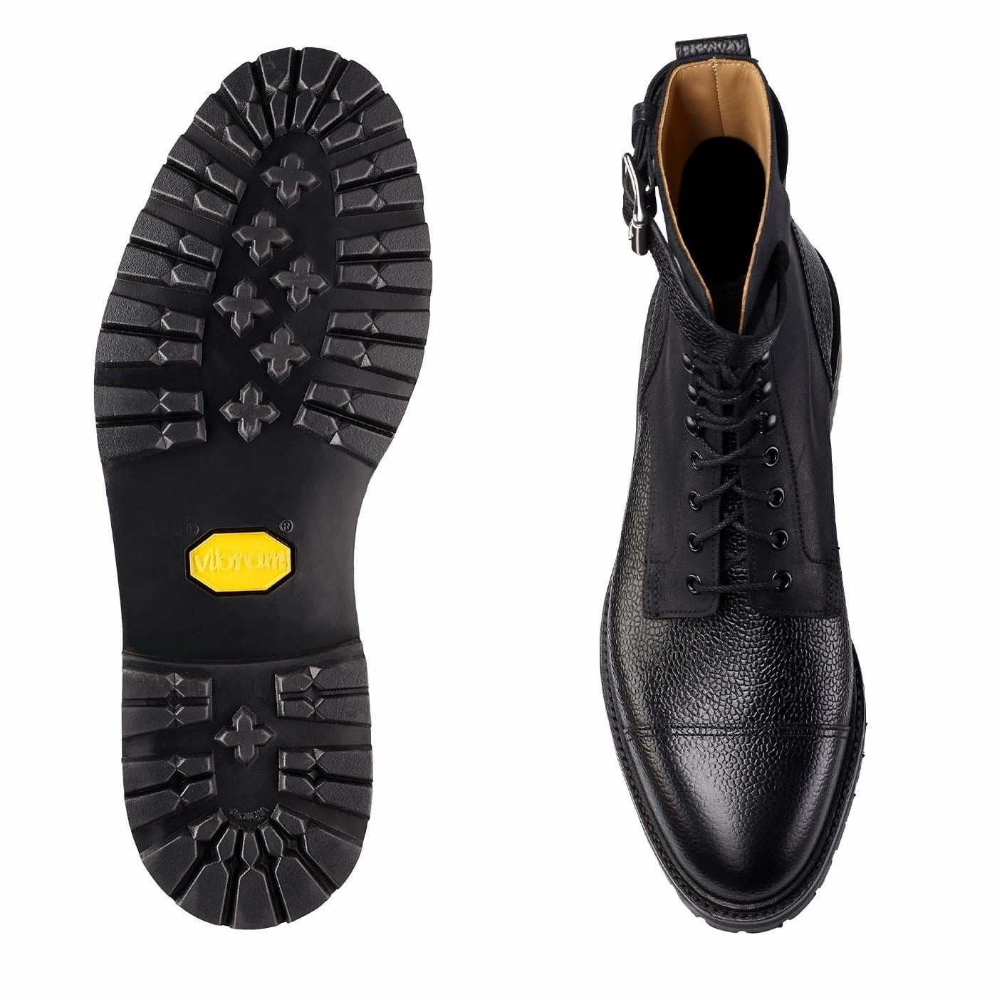 Trendy Vibe Anti Slip Aldershot Black Scotch Grain & Black Rough-Out Suede