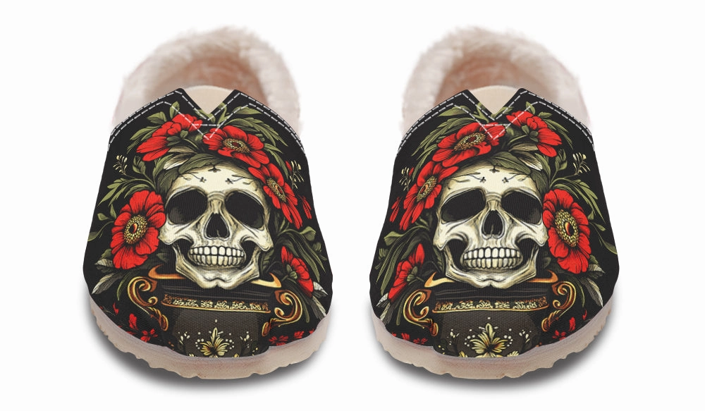 Cotton Base Comfortable Skull Vase Winter Casual Shoes