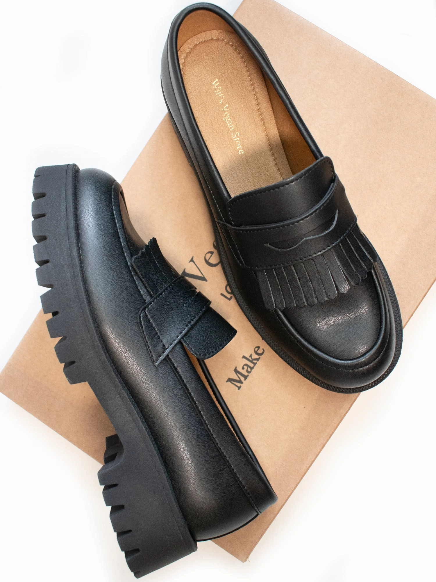 Track Sole Fringe Loafers Celebrity Vibe