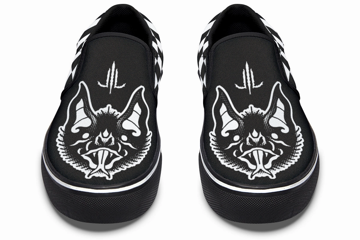 Traditional Checkered Bats Slip On Shoes Resort Mood