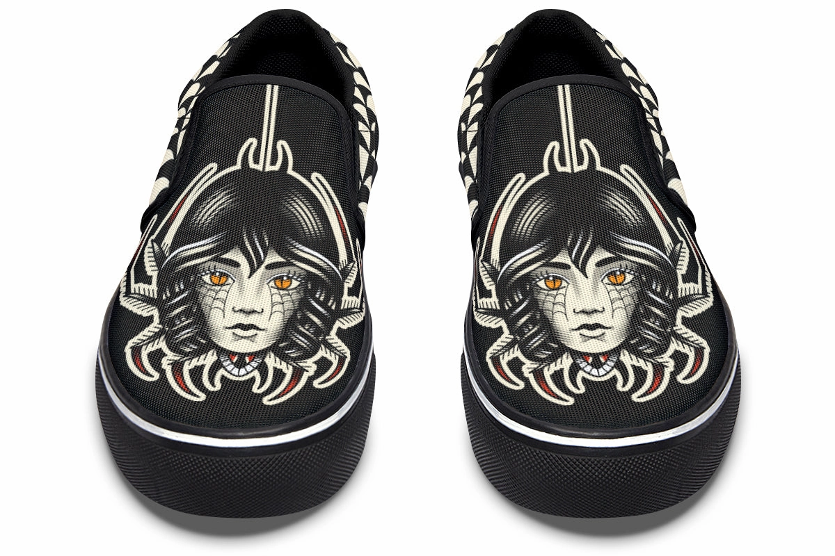 Traditional Spider Girl Head Slip On Shoes Arch Fit