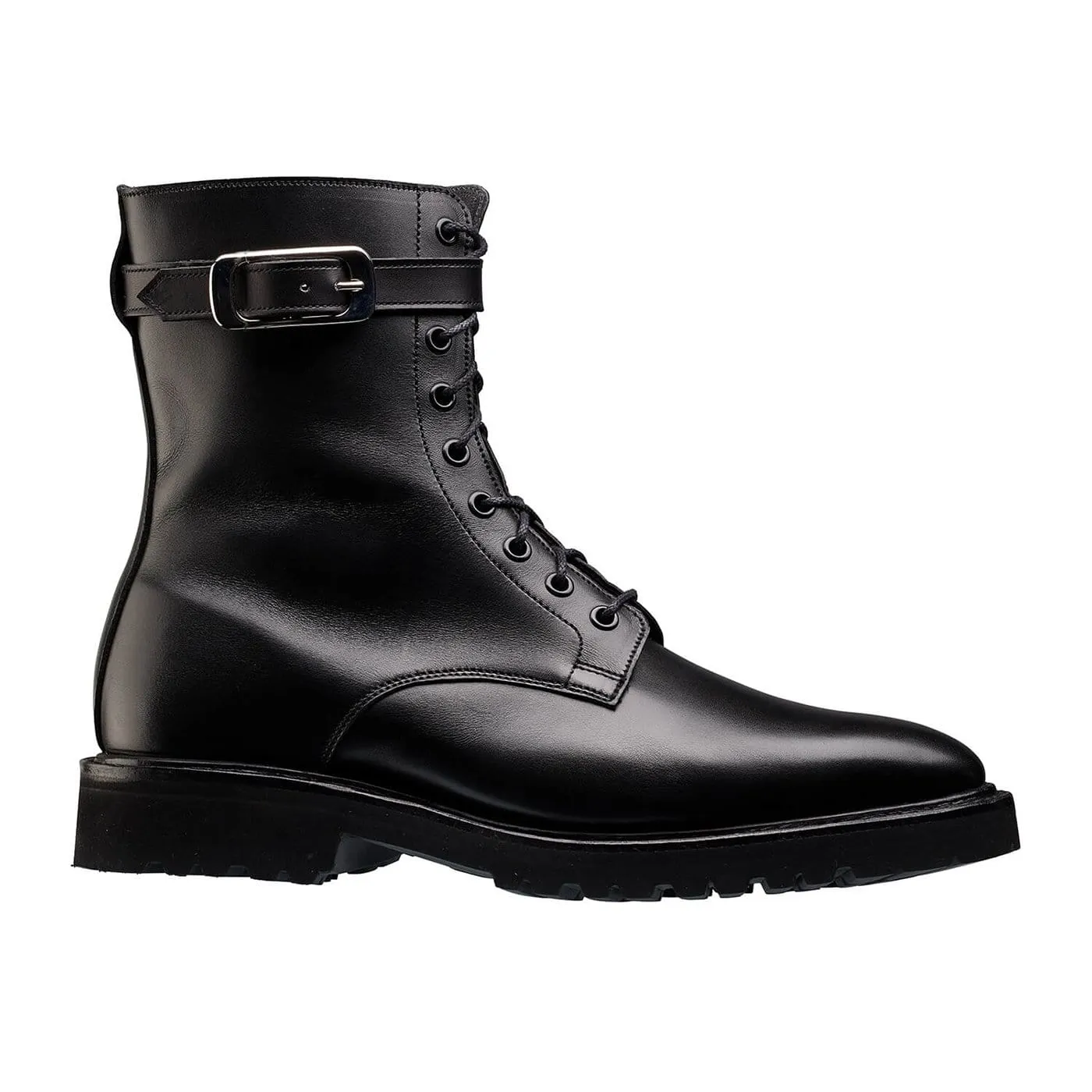 Molly Black Calf Ankle Coverage Olive Tone