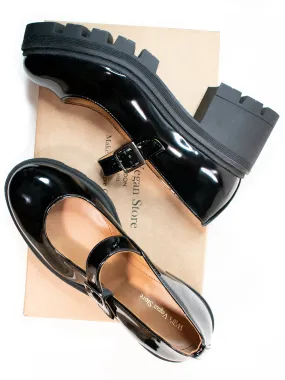 Leather Material Daily Comfort Track Sole Mary Janes