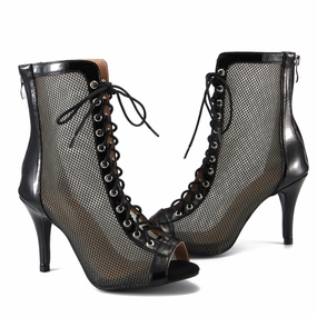 Mud Friendly ReinforcedToe Jezzie - Mesh Lace Up Dance Booties (Street Sole)