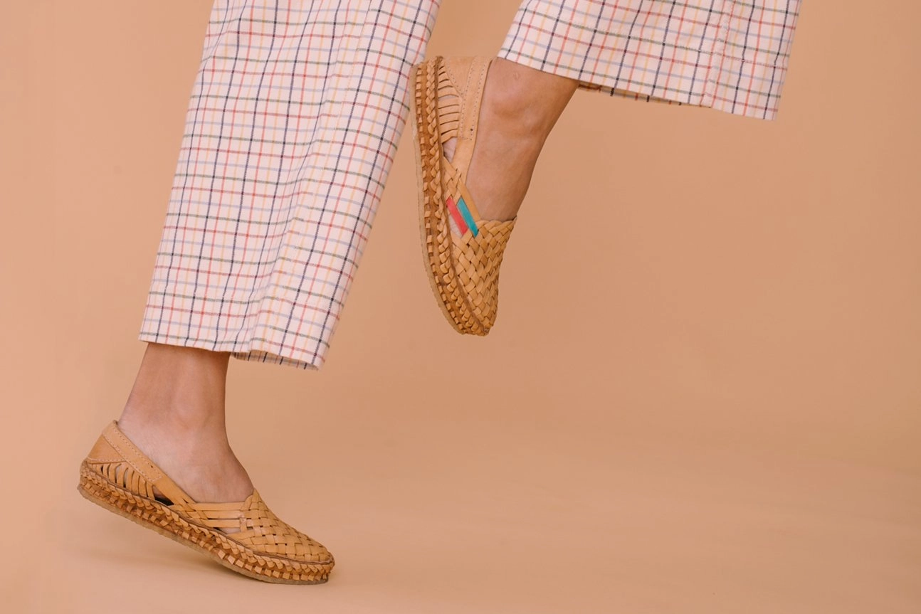 Woven Flat in Honey   Stripes Shop Tour Bride Side