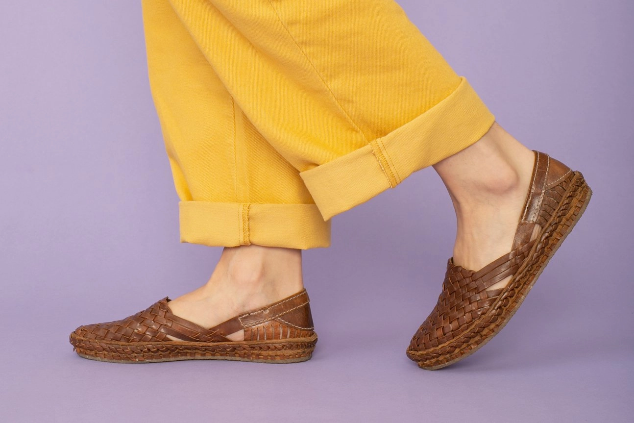 Woven Flat in Walnut Cloud Comfort Footwear straps