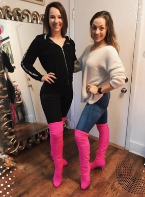 Xeena - Over the Knee Stretch Lycra with Tie Dance Boots (Suede Sole) Rain Ready